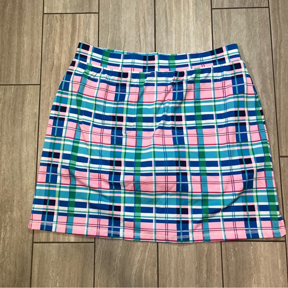 Talbots Skort Womens Large Pink Blue Plaid Activewear Golf Tennis Preppy Skirt - Picture 4 of 4